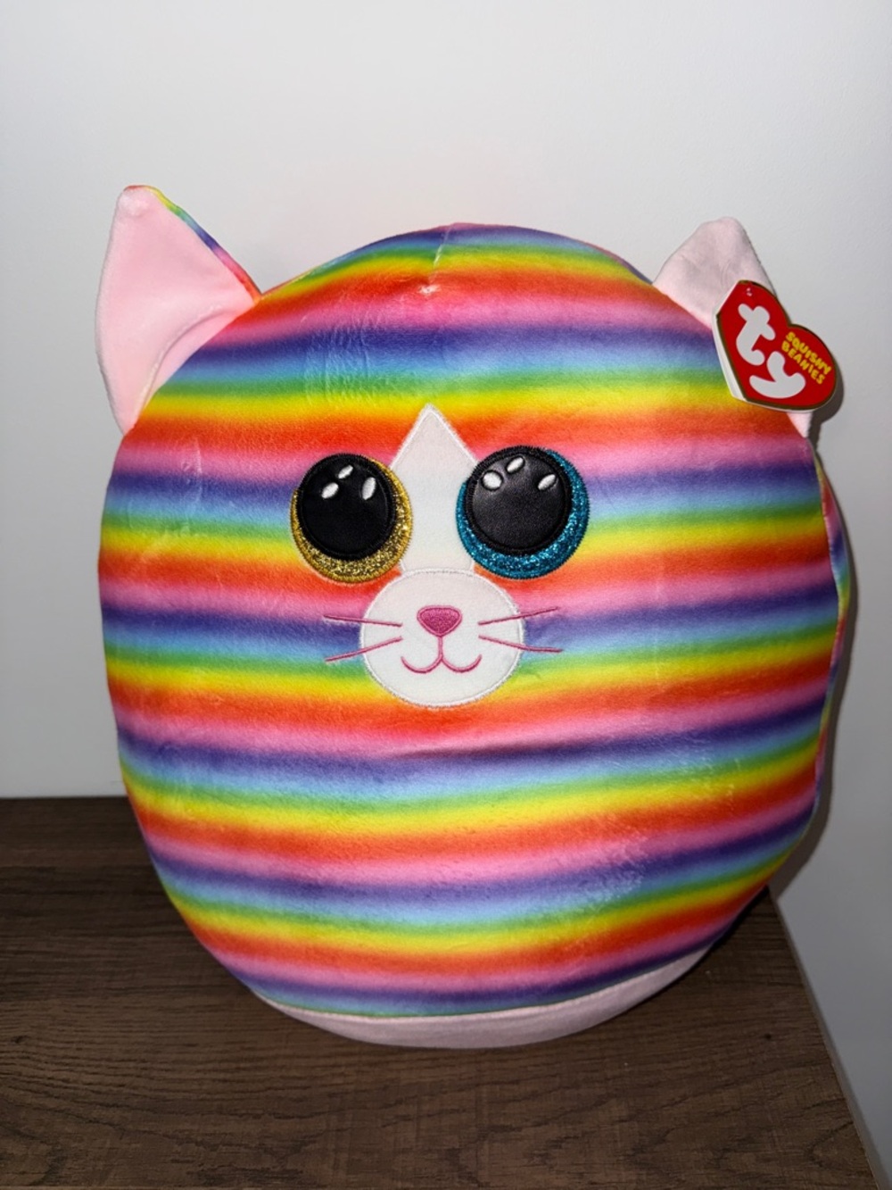 Ty Large Squishy Beanies Multicolor Striped Cat Plush